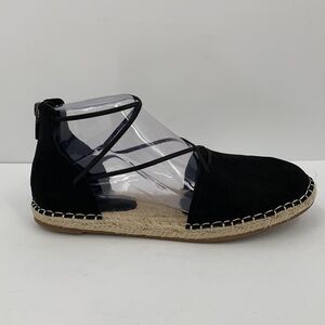 Eileen Fisher Lace-up Espadrille Shoe black suede criss cross straps flat new 7